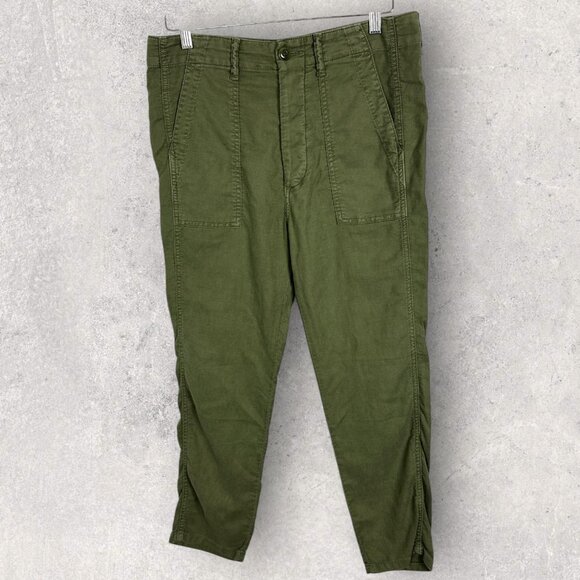The Great Slouch Army Pants Green Womens Size 26 USA Made Revolve Linen Tencel‎ - Picture 13 of 14